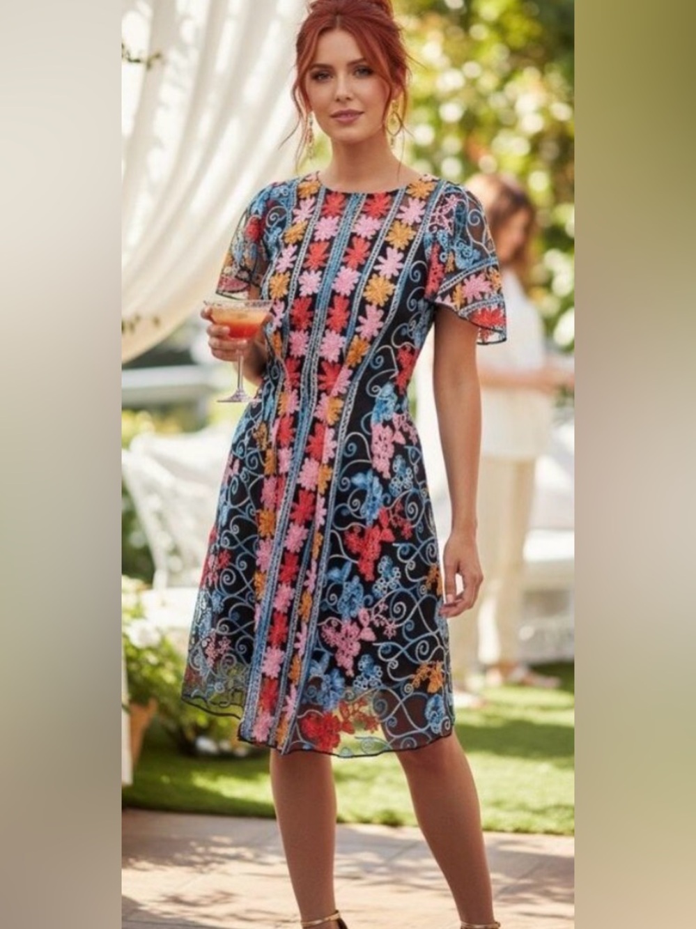 Anthropologie Eva Franco Farrah Dress  Embroidered Coquette Romantic. Sz 12P EUC